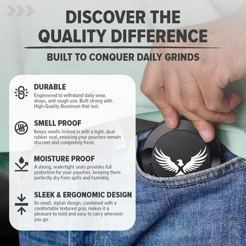 AVENTURIS Premium Zyn Metal Can - Waterproof, Moisture & Odor Proof - Metal Zyn Container - Dip Can, Zyn Tin, Zyn Holder with Knurled Edges, Aluminum Zyn Can & Organizer