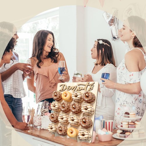 CORTNK Donut Wall Display Stand, Wooden Doughnut Holder Display 16 Donuts, Donut Holder Board for Donut Grow Up Party, Birthday, Wedding, Baby Shower, Donut Party Decorations (Natural)