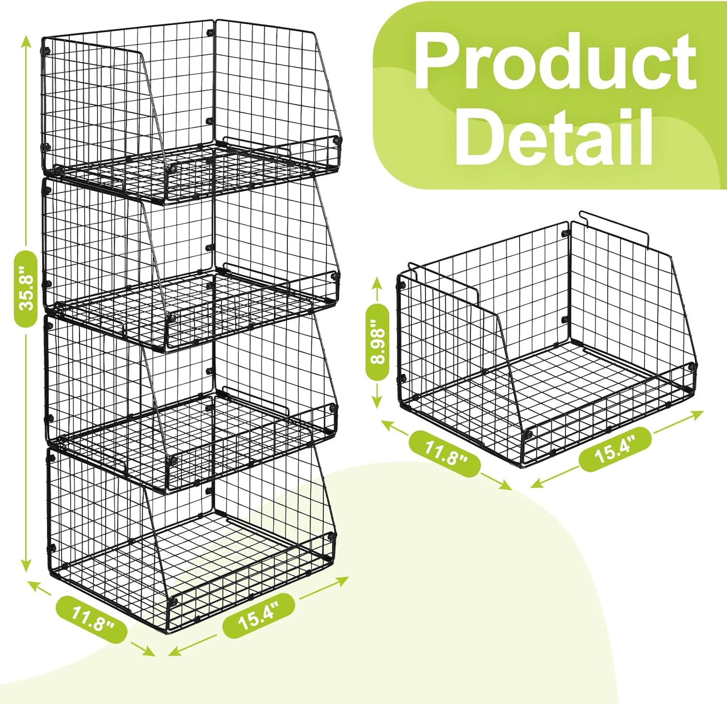 XXL Stackable Wire Storage Baskets by [Brand Name] - Extra Large Pantry Organizer for Fruits, Vegetables & Snacks