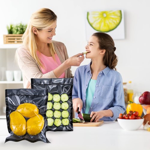 CANLENPK 6x8 Inch/15x20cm Vacuum Seal Bags Black Back and Clear Front,Food Storage Bag,Seal Meal Snack Fruit Nut,Boil Steam Heat Freeze,Commercial Grade Heavy Duty Sealable Bags (100PCS, Black Back)