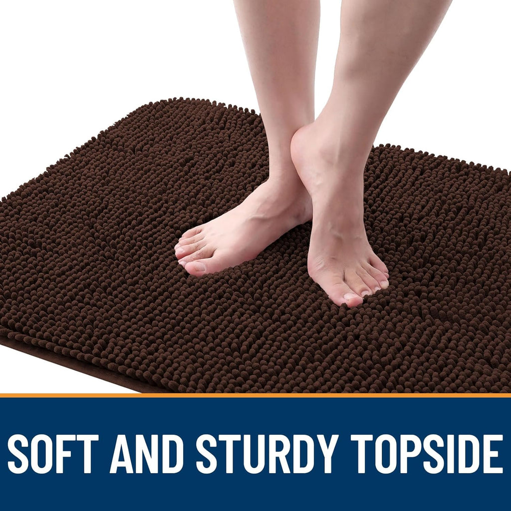 OLANLY Dog Door Mat - Absorbent Non-Slip Chenille for Muddy Paws | 70x24 Inches, Quick Dry, Brown