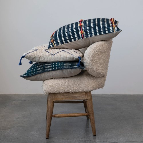 Creative Co-Op Cotton Slub Tie Dye Throw, Multicolor Pillow, Blue