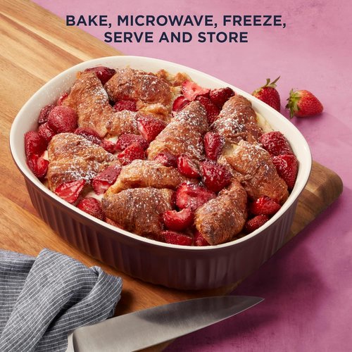 CorningWare Ceramic Bakeware Set - 6-Piece Chip & Crack Resistant Stoneware | Microwave & Oven Safe, French Cabernet