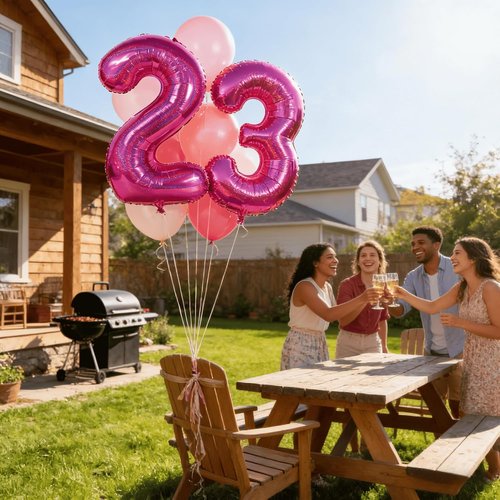 Laser Hot Pink Number 4 Balloon - 40 Inch Large Birthday Decoration for Girls' 4th Party