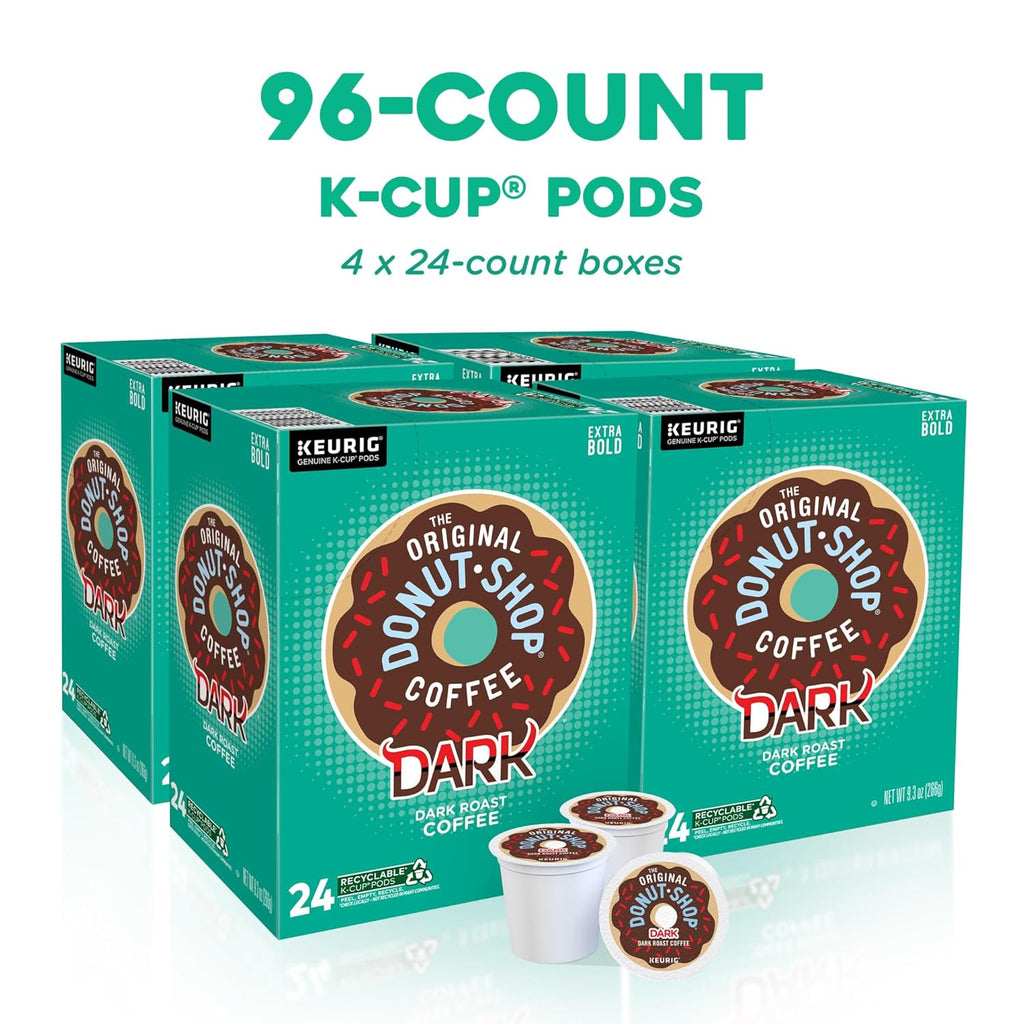 Original Donut Shop Dark Coffee - Dark Roast Keurig K-Cup Pods | 96 Count for Bold Flavor