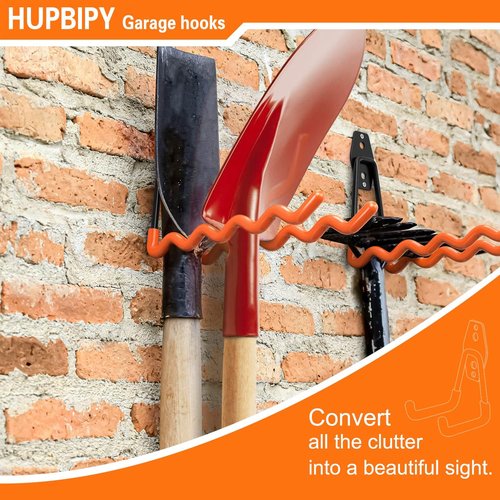HUPBIPY Heavy Duty Garage Hooks - 4 Pack Wall Mounted Tool Organizer for Ladders, Bikes & More