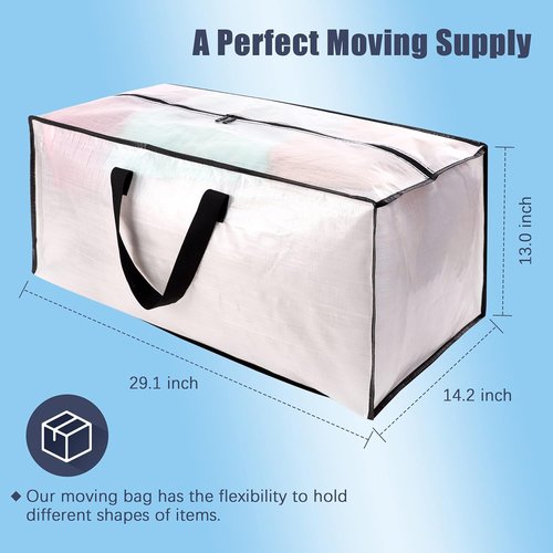 HOMESURE Large Water-Resistant Moving Bags - 12 Pack Heavy Duty Storage Totes with Zippers & Handles | Space-Saving Design