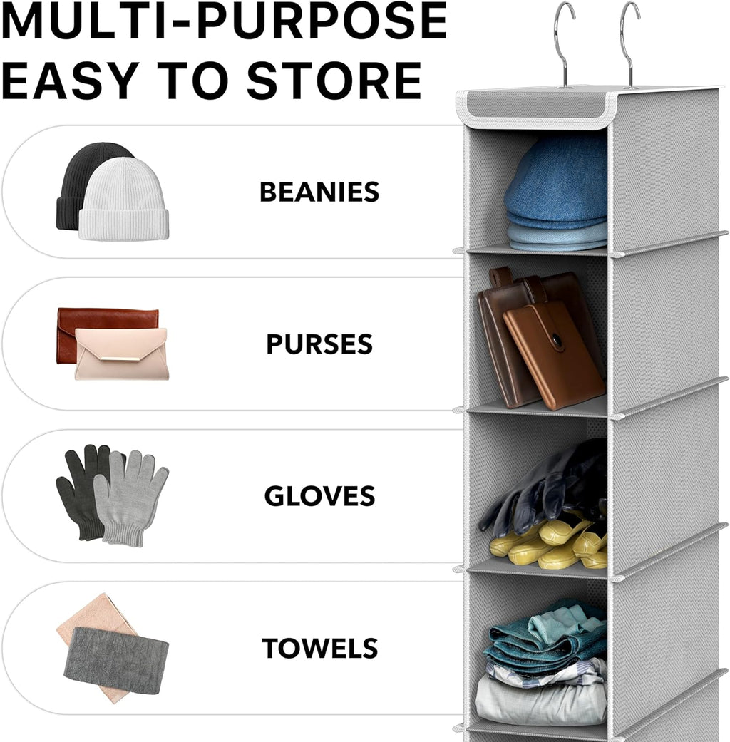 Simple Houseware 10-Shelf Hanging Shoe Organizer - Space-Saving Closet Storage, Grey