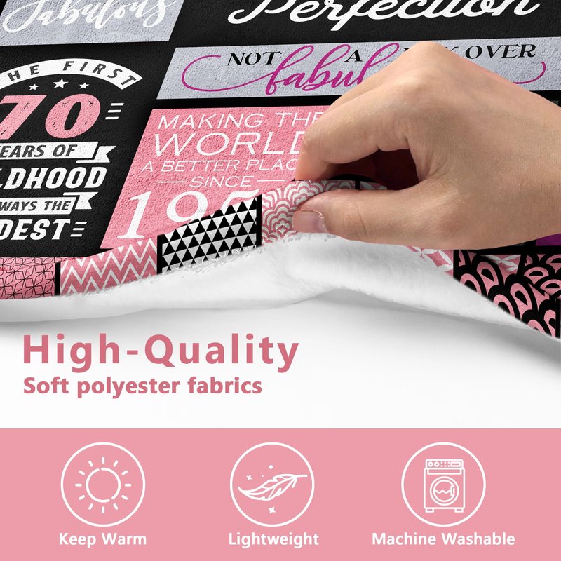 Stbyiz 70th Birthday Gifts for Women Blanket 60"x 50", Best Gifts for 70 Year Old Woman, 70 Year Old/1956 Birthday Gifts for Women, 70 th Bday Presents for Mom