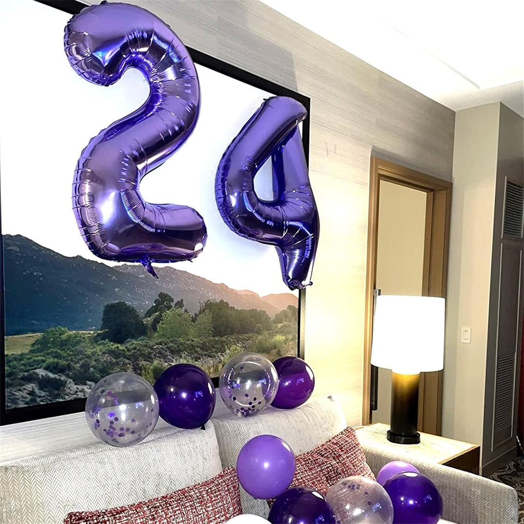 Purple Number 40 Birthday Balloons - 40 Inch Large Mylar Foil 4 & 0 Balloons for 40th Anniversary Party