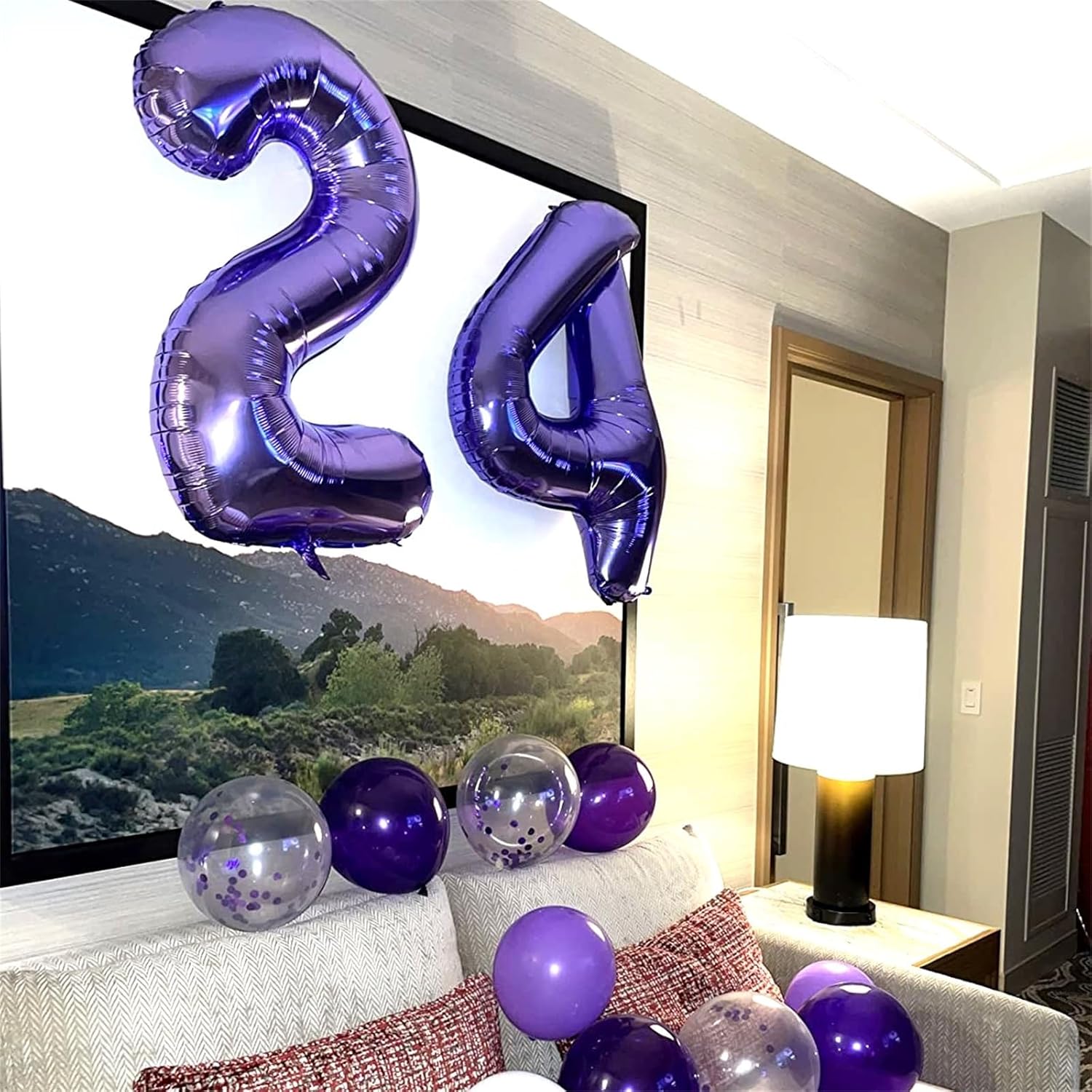 Purple Number 40 Birthday Balloons - 40 Inch Large Mylar Foil 4 & 0 Balloons for 40th Anniversary Party