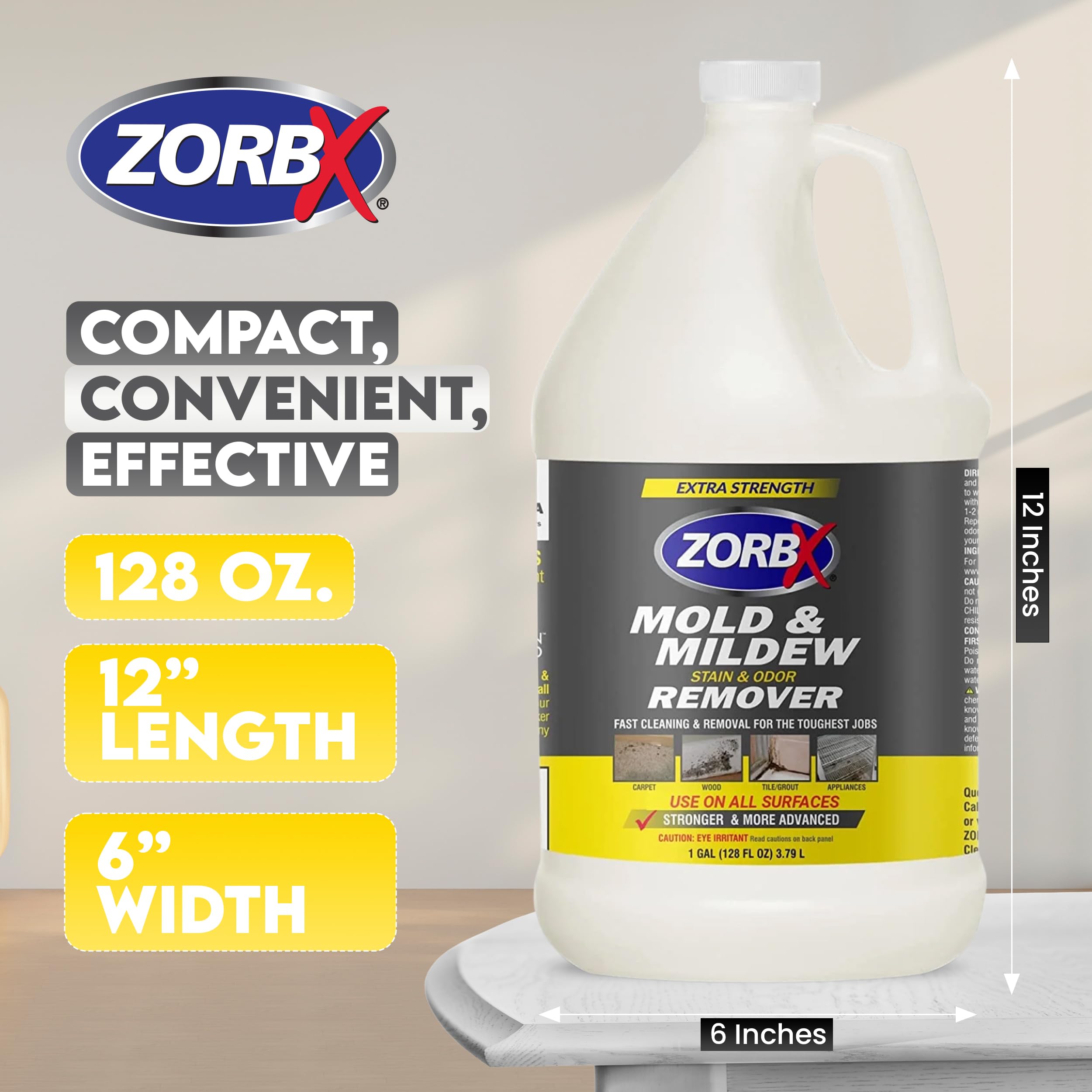 ZORBX Extra Strength Cleaner Spray 128 FL Oz Refill – Scrub Free Formula - Bleach Free Formula for Shower, Bathroom, Ceiling, Carpet, Cars, Walls & Wood