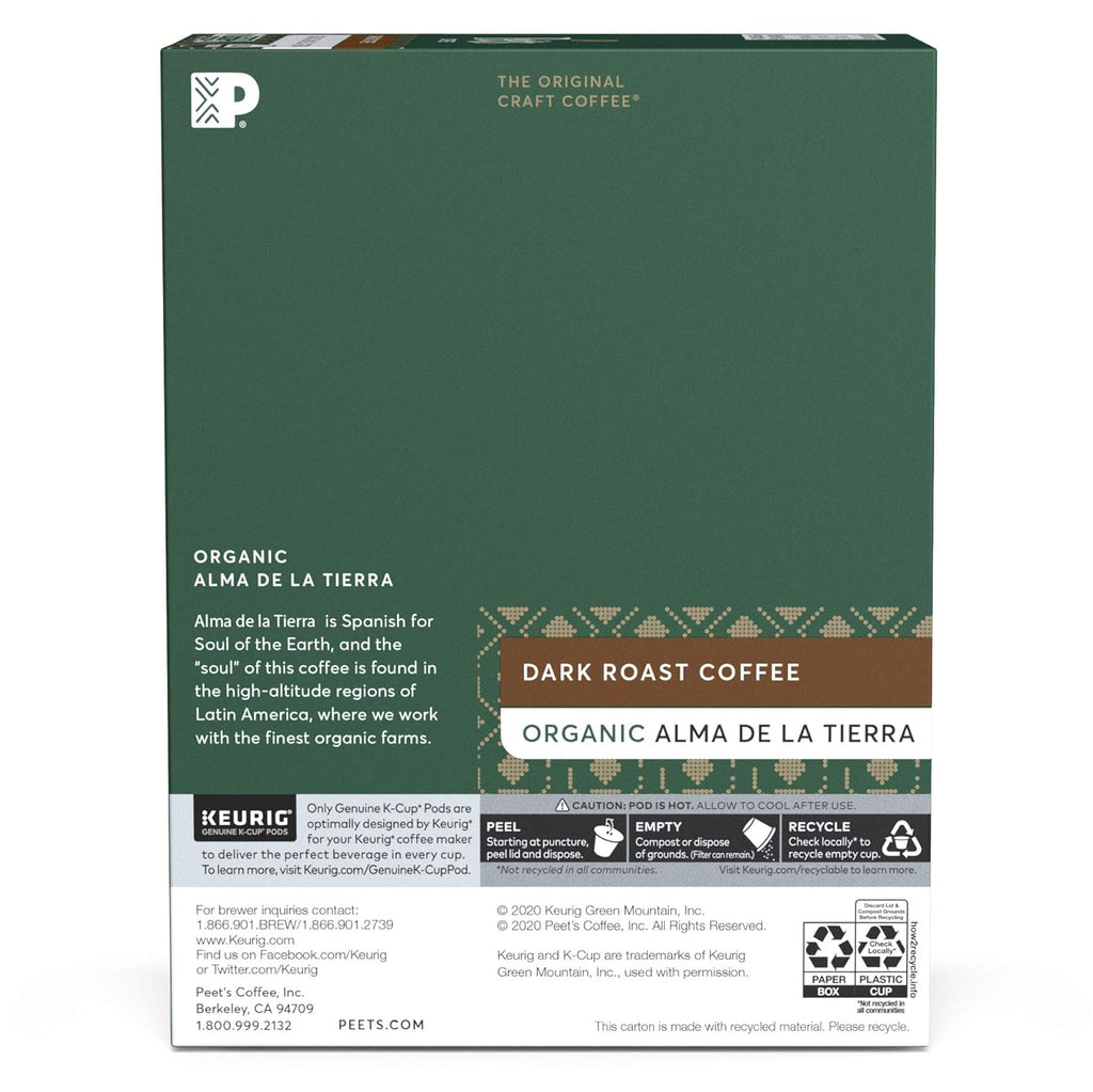Peet’s Coffee Organic Alma De La Tierra K-Cup Pods - Dark Roast for Keurig Brewers | 22 Count