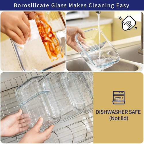 MFY 5-Pack 36 OZ Glass Storage Containers with Lids - 2 Compartment Meal Prep Set, Airtight Glass Lunch Containers, Microwave, Oven, Freezer & Dishwasher Safe, Gray