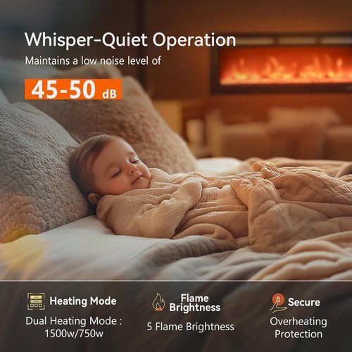 EUHOMY Electric Fireplace - 50 Inch Wall-Mounted with Adjustable Flame Color & Remote Control | Linear Design, Timer, Touch Screen