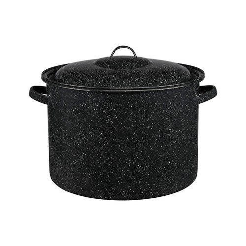 Granite Ware 21-Quart Stockpot, Large Capacity for Soups, Stews, Pasta - Durable Graniteware with Non-Stick Surface for Easy Cleaning - Chip-Resistant & Even Heat Distribution (Speckled Black)
