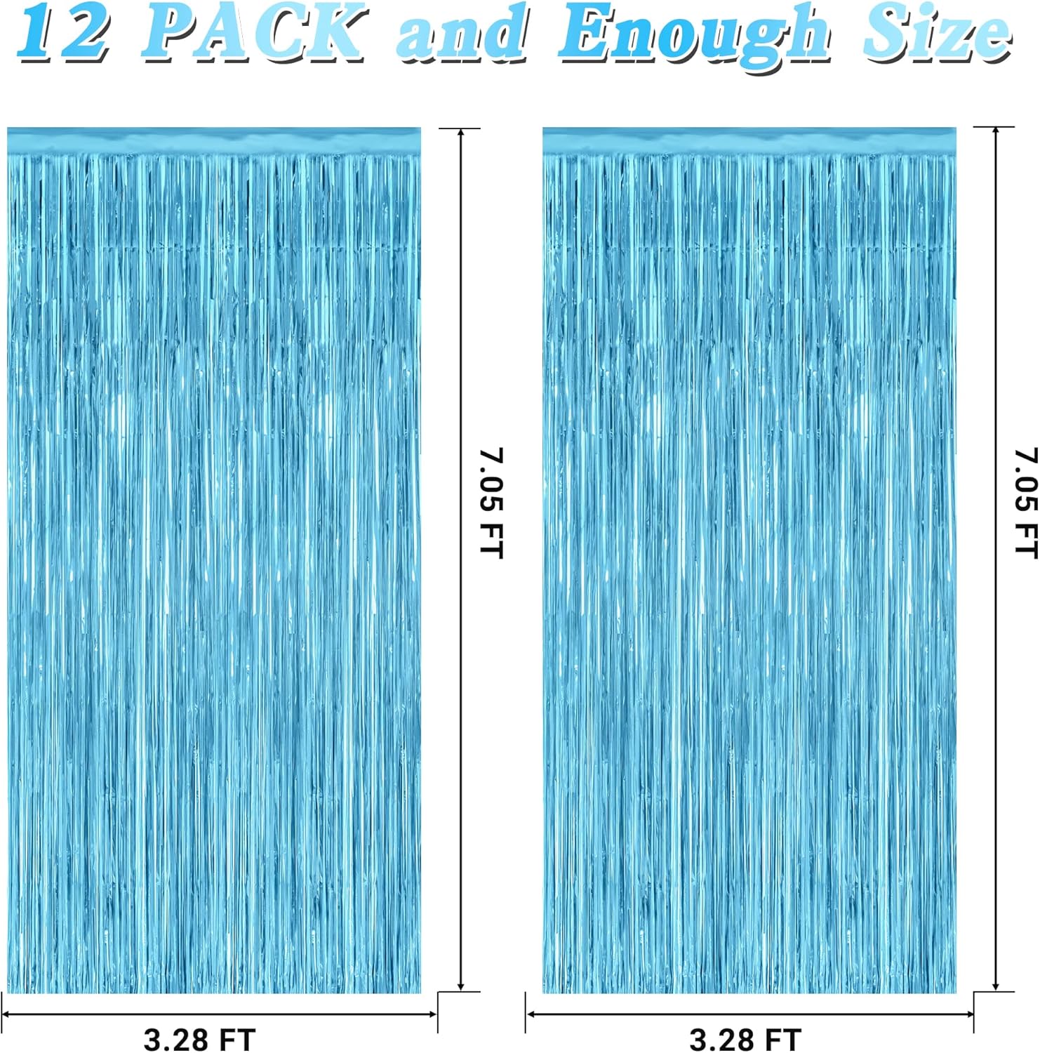 Sky Blue Party Decorations by [Brand Name] - 12 Pack Foil Fringe Curtains | 3.28 FT x 7.05 FT Winter Wonderland Backdrop