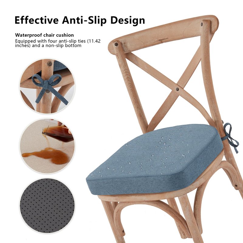 Nordjager Chair Pads for Dining Chairs, Chair Cushions 2 Piece, 17"x 16"x 2.5" Memory Foam Seat Cushions with Ties and Removable Cover
