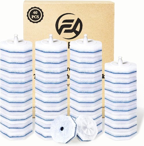 FHORAIN Toilet Wand Refills - 40 Count Disposable Brush Heads with Extra Thick Triple-Layer Foaming Power