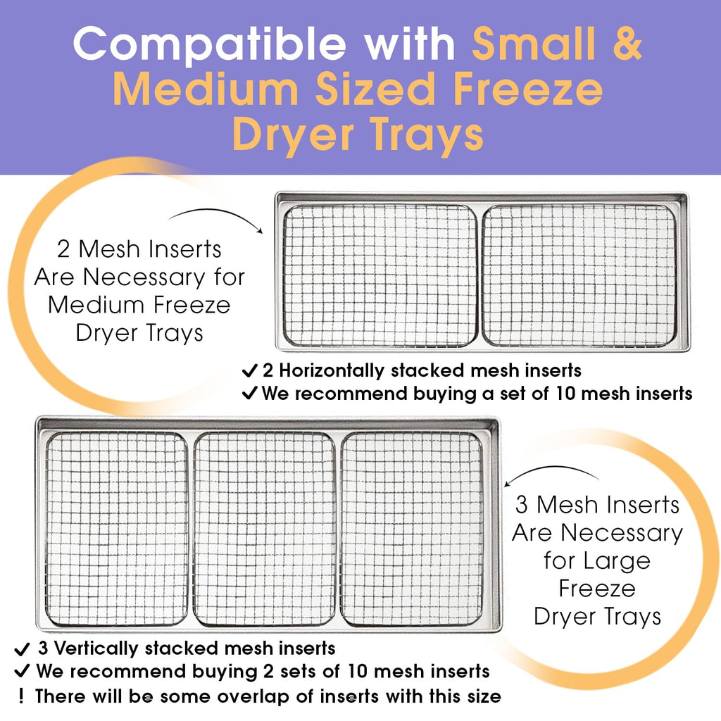 Crunch Co. Mesh Wire Tray Inserts for Harvest Right Medium Freeze Dryer Trays (Pack of 10)
