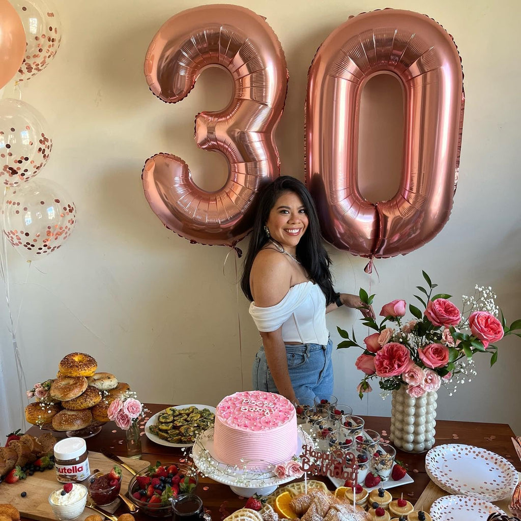 Rose Gold Number Balloons by [Brand Name] - 40 Inch 0 Balloon for Birthday Party Decorations