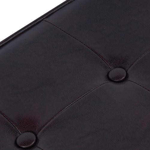 HomePop Leatherette Tufted Square Storage Ottoman with Hinged Lid, Brown Small