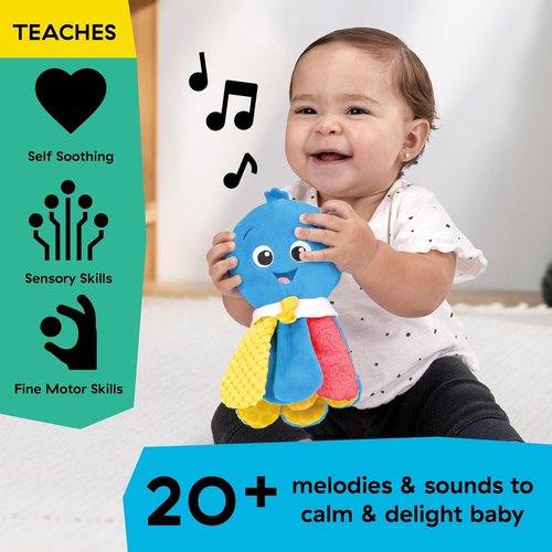 Baby Einstein Take Along Opus Octopus Soother - Portable Musical Sensory Toy with 20 Melodies for Newborns