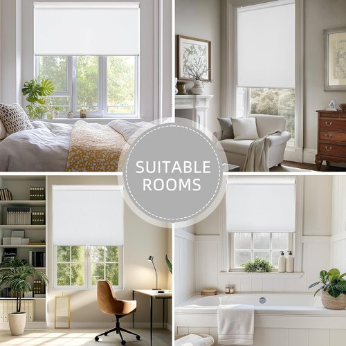 ChrisDowa 100% Blackout Roller Blinds - Cordless Thermal Insulated Shades | White, 31" W X 72" H