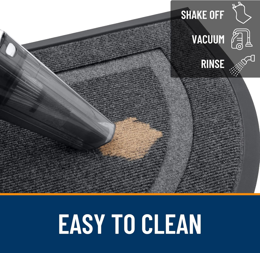 OLANLY Half Circle Door Mat - Waterproof All-Season Indoor/Outdoor Welcome Mat, 29.5x17, Grey