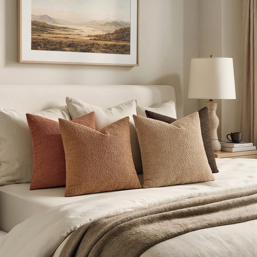 MIULEE Decorative Textured Boucle Throw Pillow Covers - Soft 20x20 Inch Rustic Accent Cushions for Modern Farmhouse Decor