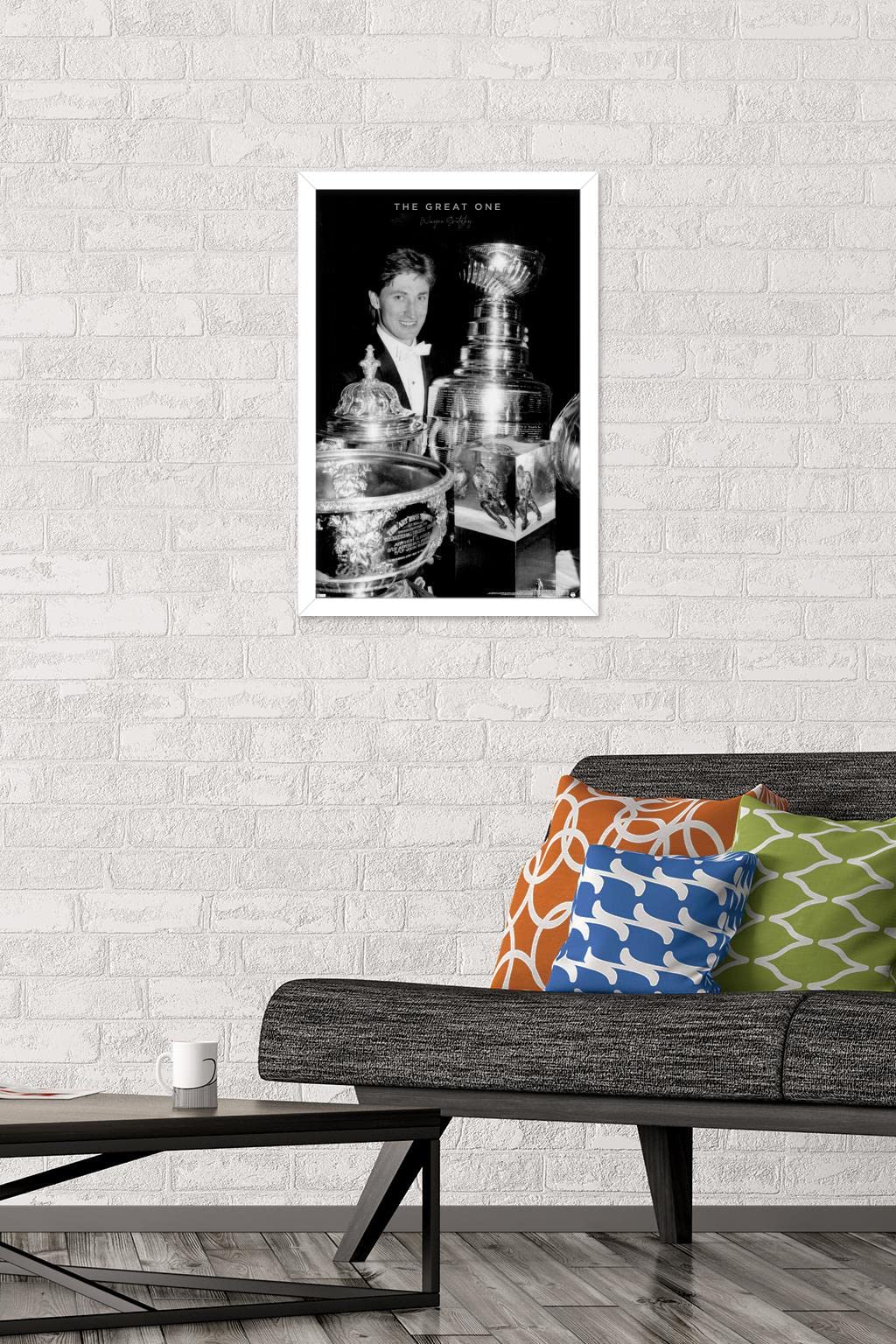 Trends International Wayne Gretzky - Trophies Wall Poster, 22.4L x 14.7W, White Framed Version