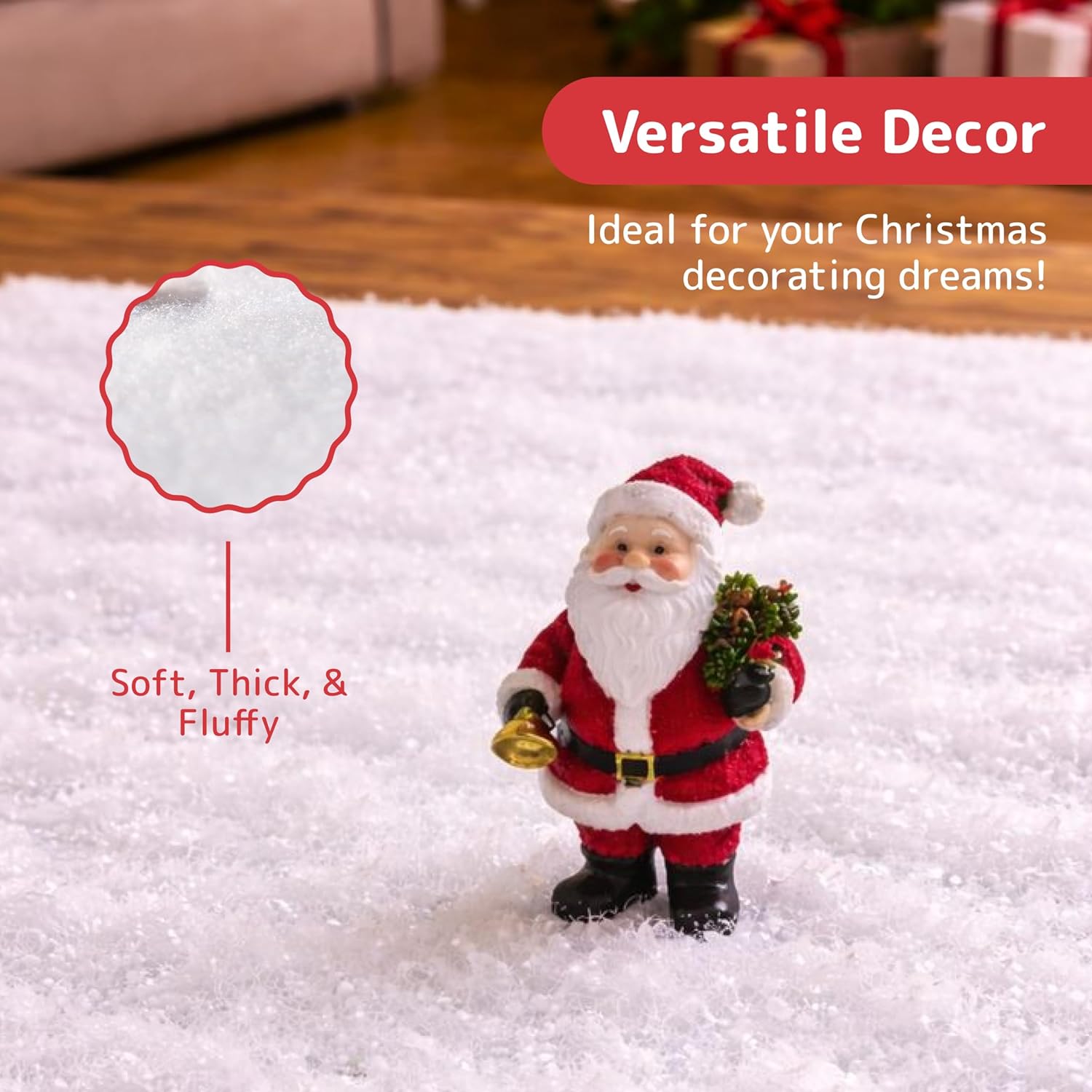 PREXTEX Artificial Snow Roll - Large Fluff for Christmas Displays | 94"x31" Thick White Blanket for Holiday Décor