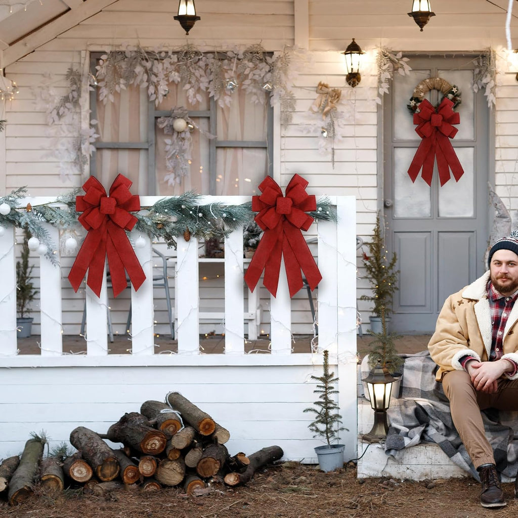 Regine Switzerland Burgundy Red Wreath Bow - Elegant Birthday & Anniversary Decor | Farmhouse Style for Front Door