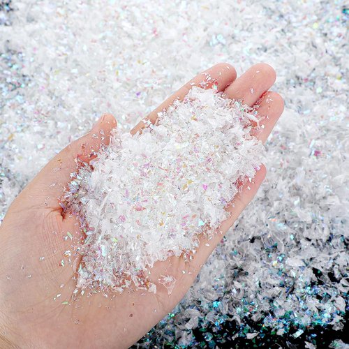 Hungdao Faux Snow Decoration - Sparkly White Artificial Snowflakes for Crafts | 3.8 Ounce