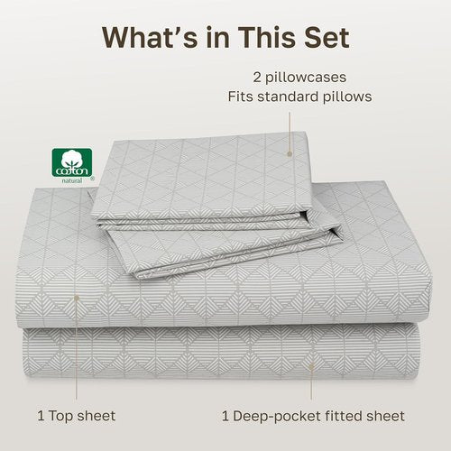 California Design Den Queen Cotton Sheet Set - 400 TC Award-Winning Sateen Finish | Deep Pockets, Cozy Crosshatch Taupish-Sage