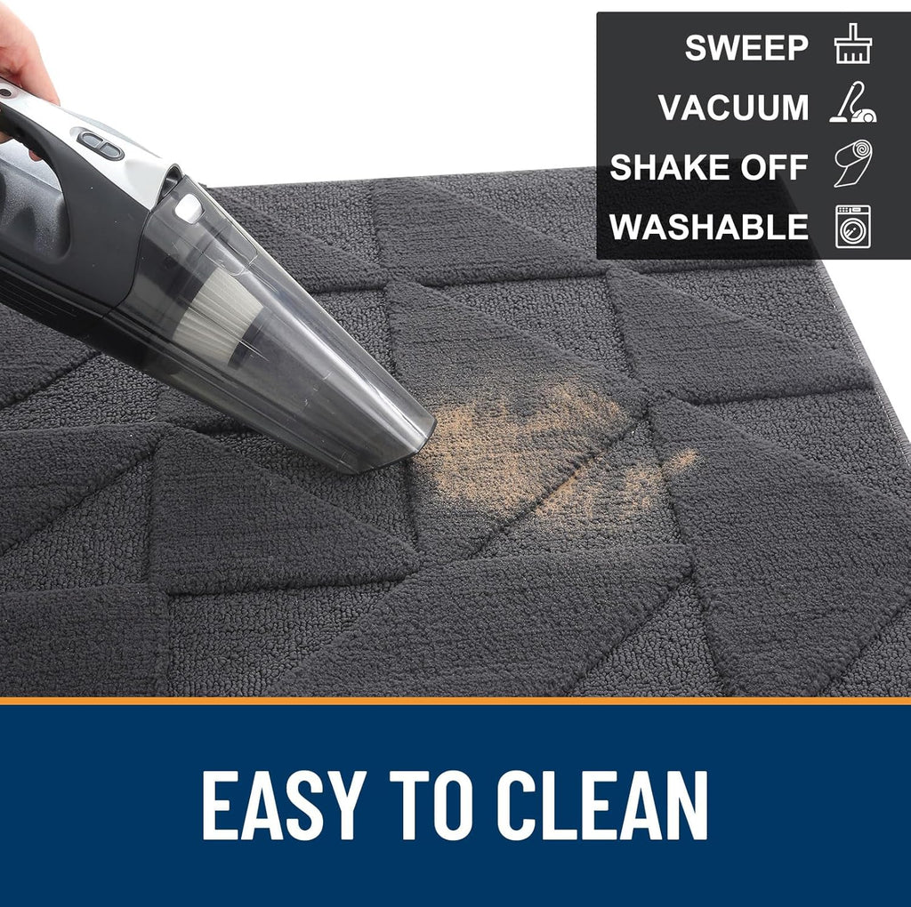 OLANLY Indoor Door Mat - Non-Slip, Absorbent & Washable | Low-Profile Entryway Doormat (32x20 inches, Dark Grey)