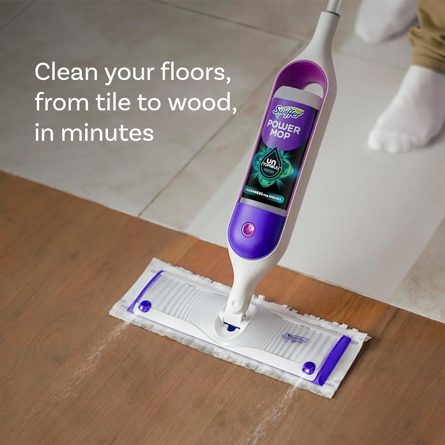 Swiffer PowerMop Floor Cleaning Solution - Unstopables Fresh Scent, 25.3 Fl Oz, 2 Pack Refills