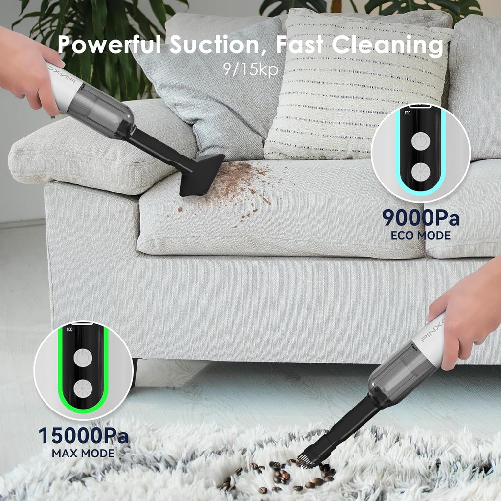 Skiennix Mini Vacuum Cleaner - Cordless 15000PA Handheld Power | 5-in-1 Portable for Car, Home & Pet Hair
