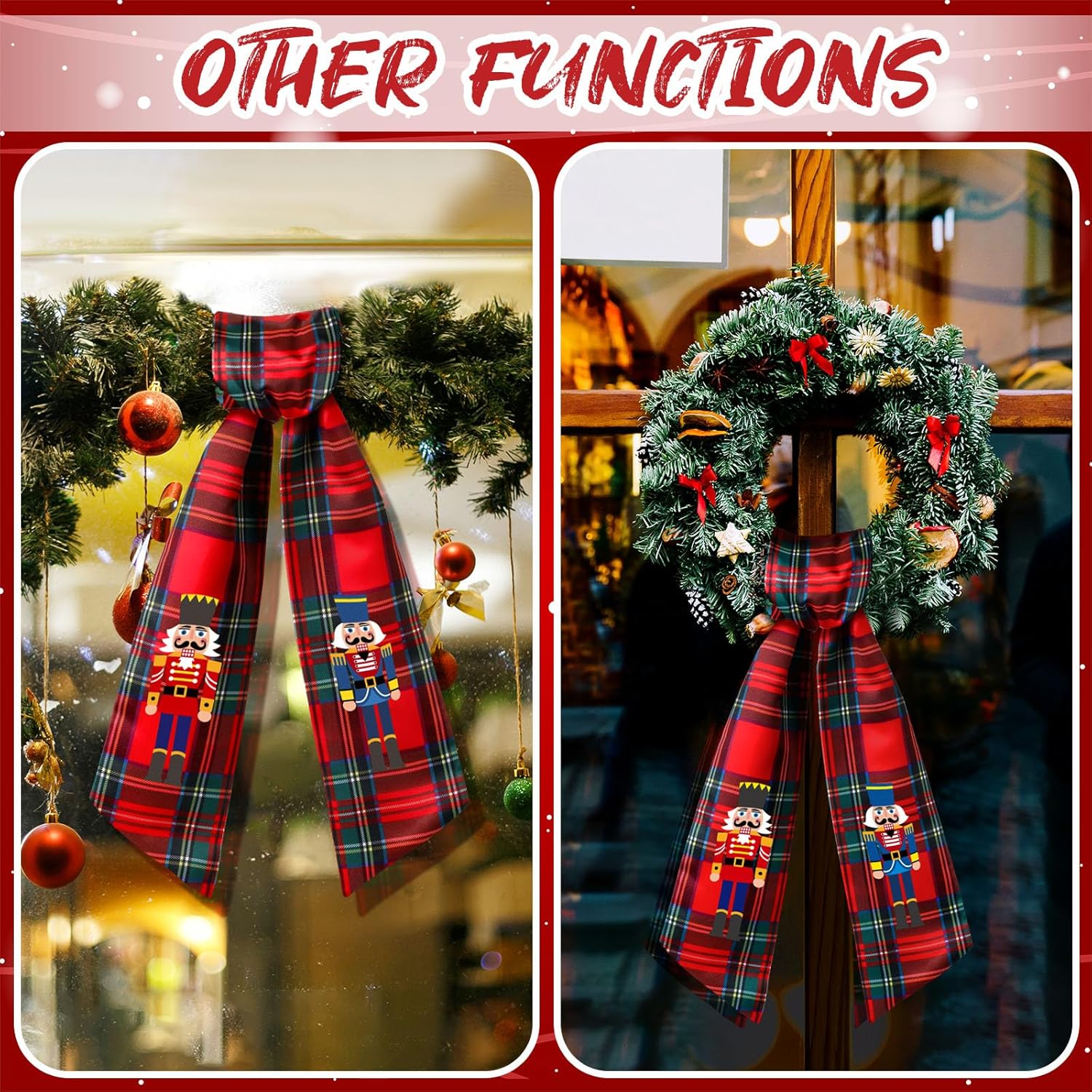 Regine Switzerland Wreath Sash - Customizable Satin Ribbon for Indoor/Outdoor Decor | Red & Black Christmas Design