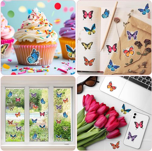 Feifeiya Butterfly Stickers - 500 Pcs Colorful Self-Adhesive Decals for Gifts & Scrapbooking | 1.5 Inch