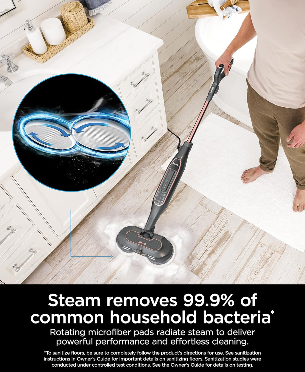 Shark Steam Mop S7201 - Powerful Scrubbing & Sanitizing Cleaner | Gray/Rose Gold Finish