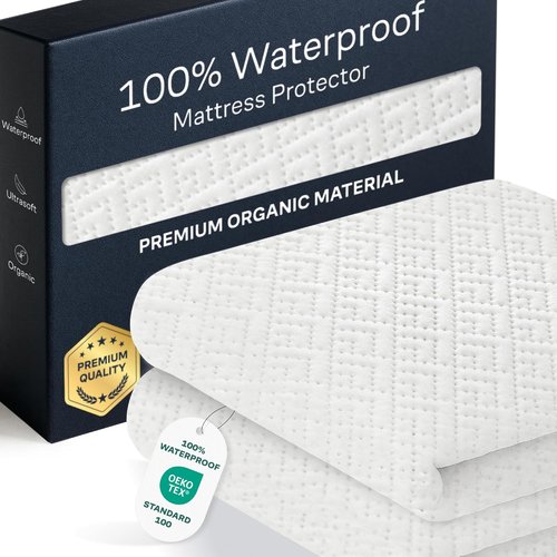 100% Waterproof Queen Mattress Protector - Ultimate Spill & Stain Defense for Parents & Pet Owners | Noiseless Cooling Bamboo Viscose (White)