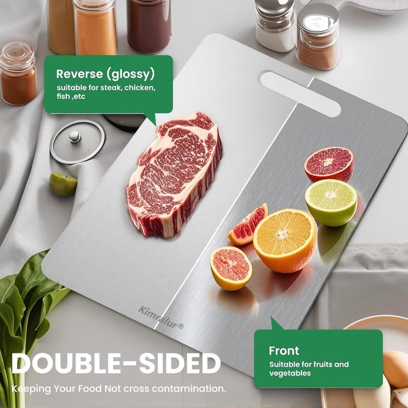 Titanium Cutting Board, Double Sided - Non Slip, Dishwasher Safe Chopping Board for Kitchen, Non Toxic, Easy to Clean, 2026 Upgrade (100% Pure Food Grade Titanium) (14"L x 10"W)