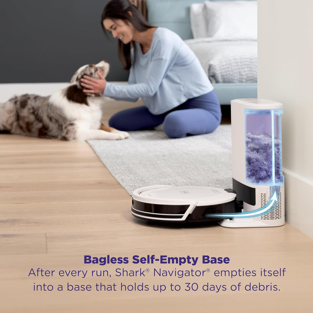 Shark Navigator Robot Vacuum - Powerful Suction & SmartPath Navigation | Self-Empty Base, White, AV2110S
