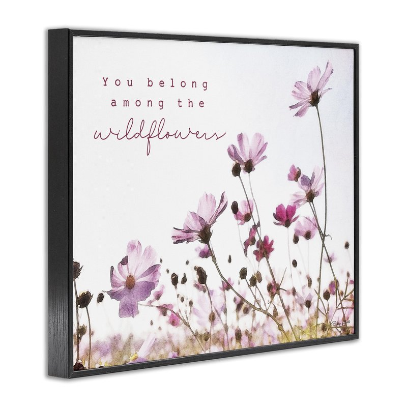 Stupell Industries 'You Belong Among Wildflowers Phrase', Framed Giclee Art, Black, 14 x 11 Inches, Easy to Hang and Sturdy, Made in USA, by Susan Ball