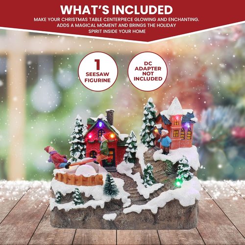 Christmas Village Rocking Seesaw - Animated Pre-Lit Winter Snow Town | Perfect Indoor Holiday Decoration