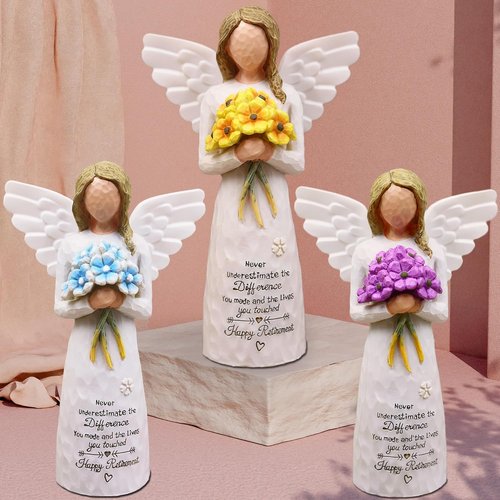 AUKEST Retirement Gift for Women - Elegant 5.1” Purple Angel Figurine for Going Away Celebrations