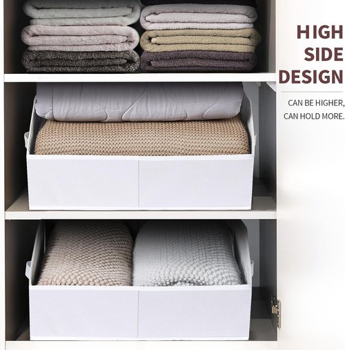 Homsorout Decorative Closet Baskets - Trapezoid Storage Bins with Handles, 10 Pack, White