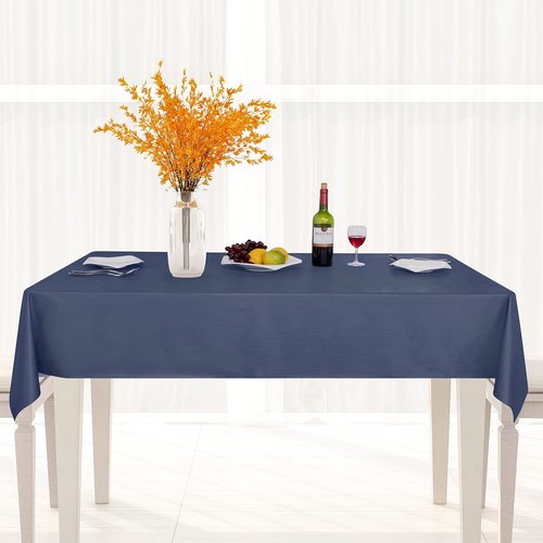 sancua 100% Waterproof Rectangle PVC Tablecloth - 54 x 108 Inch - Oil Proof Spill Proof Vinyl Table Cloth, Wipe Clean Table Cover for Dining Tables, Buffet Parties and Camping, Greyish Blue