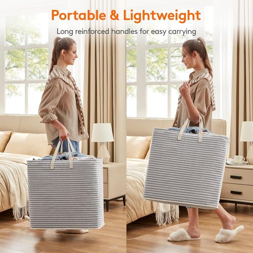 Lifewit Laundry Basket - 3 Pack Collapsible Hamper with Reinforced Handles | 90L Each, Waterproof Grey